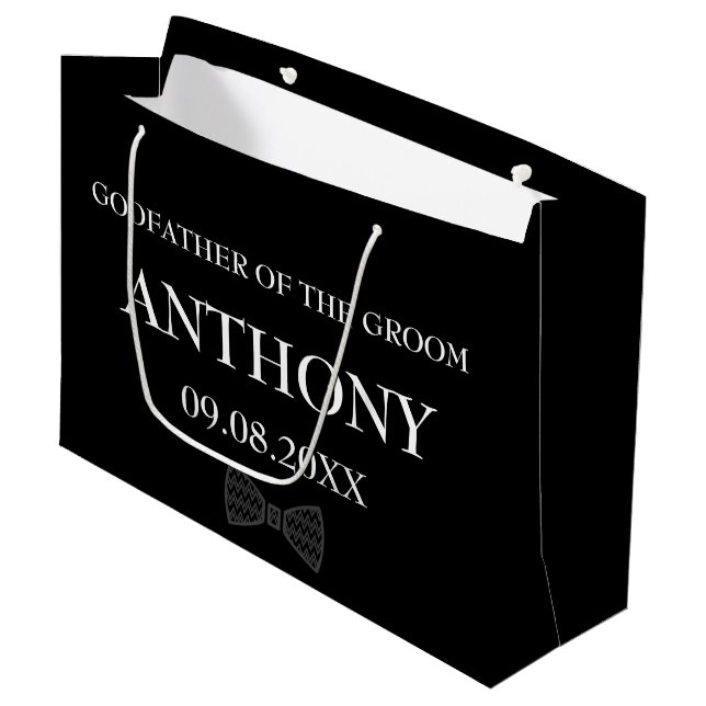 GodVater Black Elegant Moderne Name Geschenke Hoch Große Geschenktüte (Vorderseite Schrägansicht)