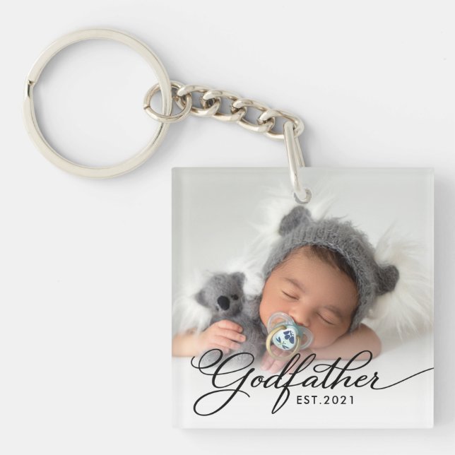 Godvater Jahr etabliertes Foto Schlüsselanhänger (Vorderseite)