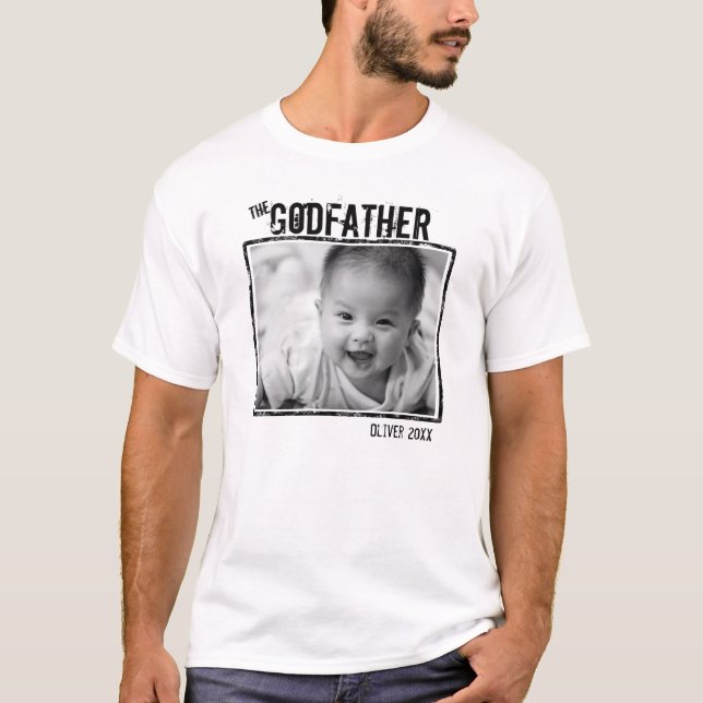 Godvater Personalisiertes Foto und Name T - Shirt (Vorderseite)