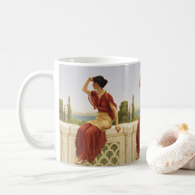 Godward Das Signal Schöne Portrait-Frau Kunst Kaffeetasse (Mit Donut)