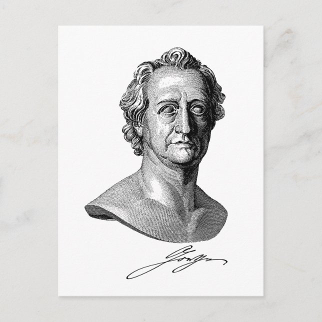 Goethe Bust mit Unterschrift Postkarte (Vorderseite)