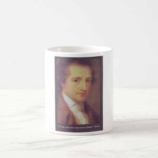 Goethe "Liebe oder Schmeichelei" Liebeszitat Gesch Kaffeetasse (Mittel)