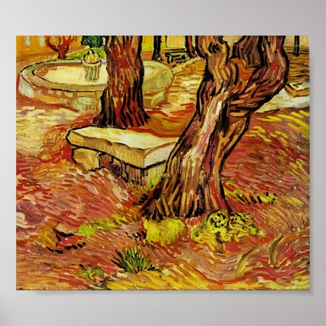 Gogh - Die Steinbank im Garten bei Saint-Paul Poster (Vorne)