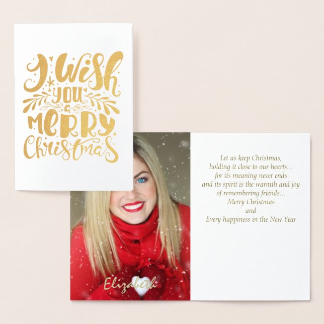 Goid Foil Foto Weihnachtskarte Folienkarte (Anzeige)