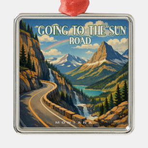 Going To The Sun Road Montana Regenbogen Ornament Aus Metall