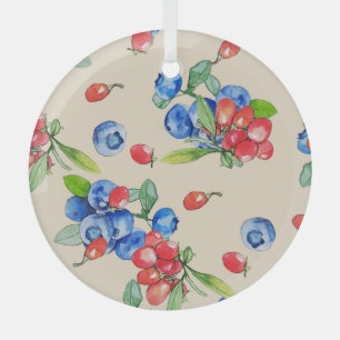 Goji, Heidelbeere: Aquarellbilder. Ornament Aus Glas