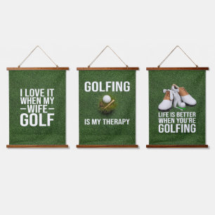 Gol Funny Quotes für Golfer Wandteppich Mit Holzrahmen