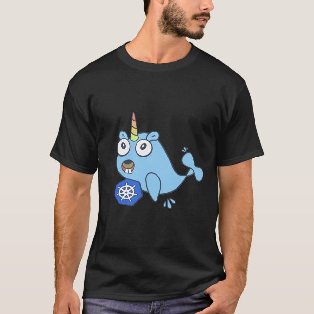 Golang Gopher Docker Einhorn mit Kubernetes T-Shirt (Vorderseite)