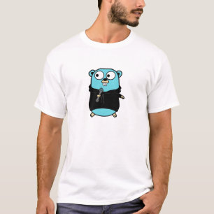 Golang Gopher in Black Hoodie T-Shirt