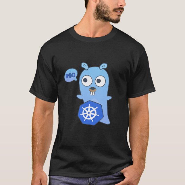 Golang Gopher und Kubernetes T-Shirt (Vorderseite)