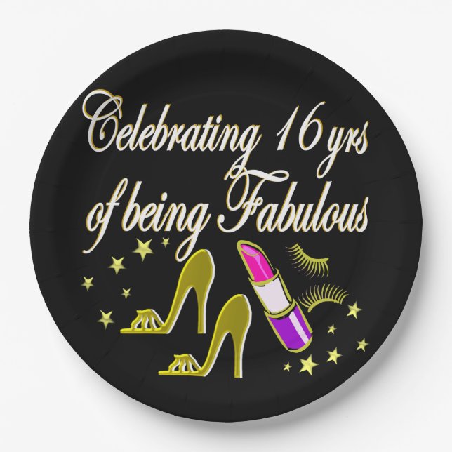 GOLD 16 & FABULOUS DIVA DESIGN PAPPTELLER (Vorderseite)