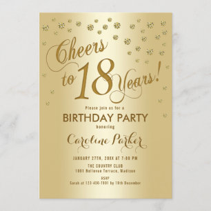 Gold 18. Geburtstagsparty Einladung