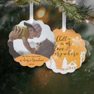 Gold 1. Weihnachten Neues Oma Quote Foto Ornament Karte