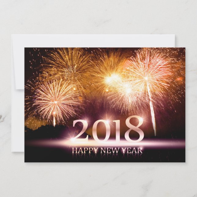 Gold 2018 Joyeux Nouvel An Carte Fireworks (Devant)