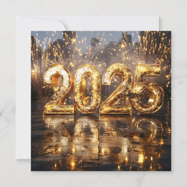 Gold 2025 - Neujahrskarte Einladung (Vorderseite)