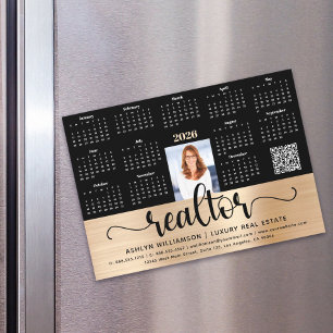 Gold 2027 Kalender Realtor Foto QR Code Magnet