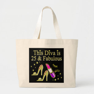 GOLD 25 UND FABULOUS DIVA-DESIGN JUMBO STOFFBEUTEL