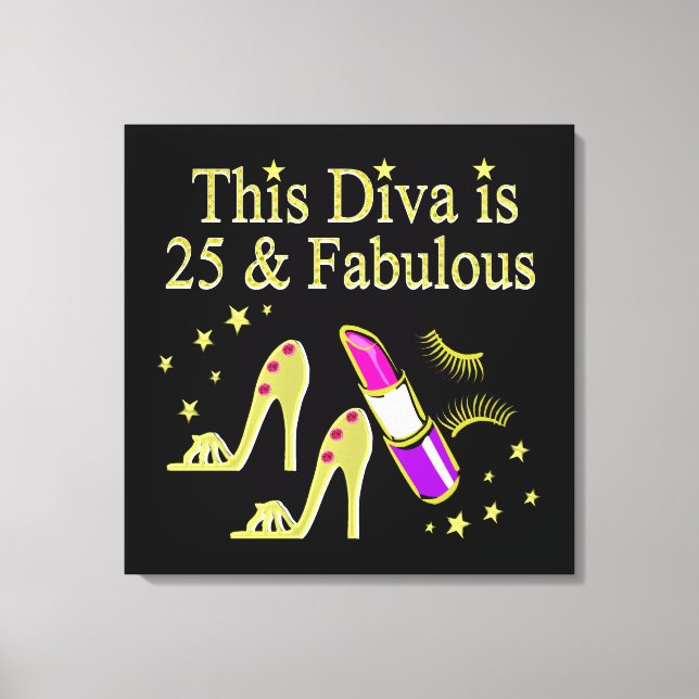 GOLD 25 UND FABULOUS DIVA-DESIGN LEINWANDDRUCK (Vorderseite)