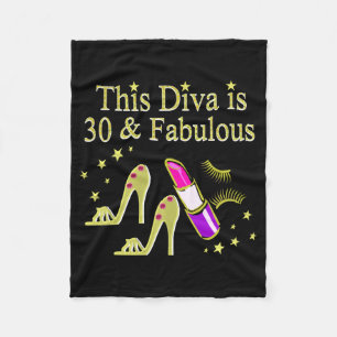 GOLD 30 UND FABULOUS 30. GEBURTSTAG DESIGN FLEECEDECKE