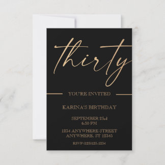 Gold 30th Birthday Invitation
