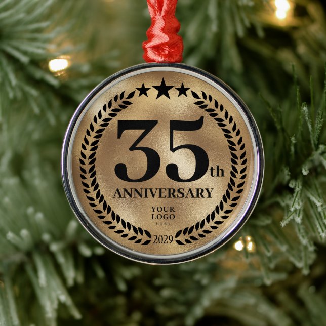 Gold 35-jähriges Firmenlogo Weihnachten Ornament Aus Metall (Baum)