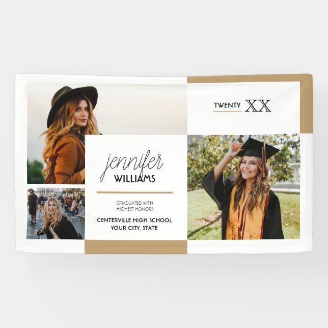 Gold 3 Foto Abschluss Banner (Horizontal)