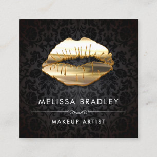 Gold 3D Lips Damask Makeup Artist Schönheitssalon Quadratische Visitenkarte