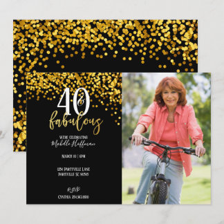 Gold 40 & Fabulous 40. Geburtstag Party Einladunge Einladung