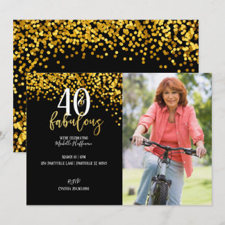Gold 40 & Fabulous 40. Geburtstags-Party Einladung