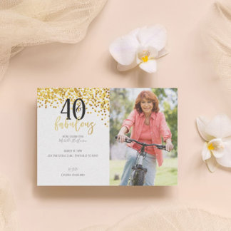 Gold 40 & Fabulous 40. Geburtstags-Party Einladung