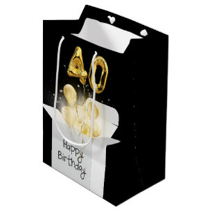 Gold 40. Geburtstag Ballons in Box Mittlere Geschenktüte