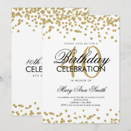 Gold 40. Geburtstag Party Glitzer Confetti Einladung