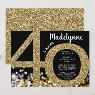 Gold 40th Birthday Invitation - 40th Invitation