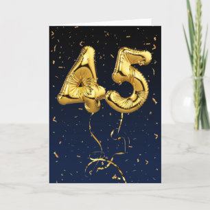 Gold 45 Mylar Balloons d'anniversaire et carte Con