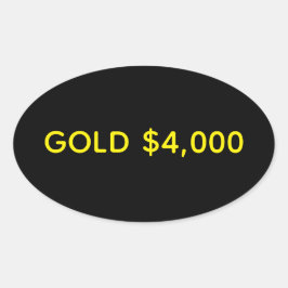 Gold 4.000 Dollar Marktfest Ovaler Aufkleber