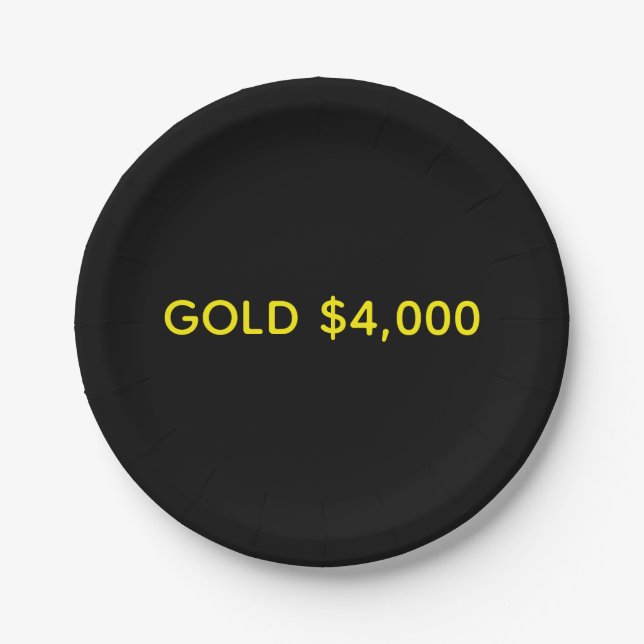 Gold 4.000 Dollar Marktfest Pappteller (Vorderseite)