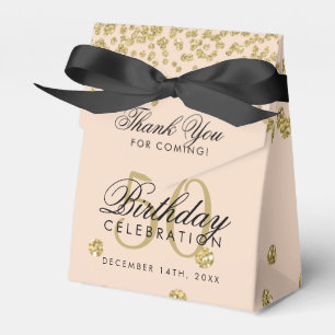 Gold 50. Geburtstag Danke Confetti Blush Pink Geschenkschachtel