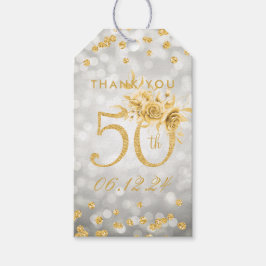 Gold 50. Geburtstag Danke Glam Lights Silver Geschenkanhänger