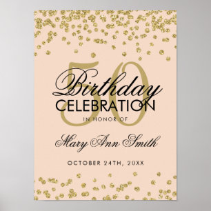 Gold 50. Geburtstag Glitzer Confetti Blush Pink Poster