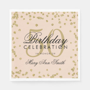 Gold 50. Geburtstag Glitzer Confetti Blush Pink Serviette