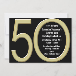 Gold 50. Geburtstag / Party Einladung