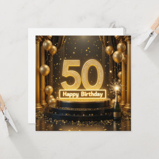 Gold 50. Geburtstagskarte
