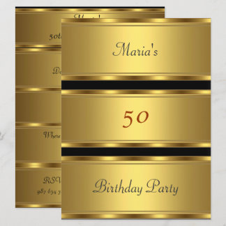 Gold 50. Geburtstagsparty Gold Black Einladung