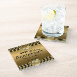 Gold 50. Hochzeitssaison - Glass Untersetzer