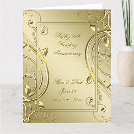 Gold 50. Hochzeitstag, 8.5 x 11. blüh Karte