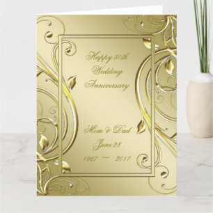 Gold 50. Hochzeitstag, 8.5 x 11. blüh Karte