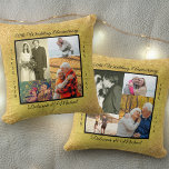 Gold 50. Hochzeitstag 8 Foto Collage Kissen<br><div class="desc">Erstellen Sie Ihr eigenes 50. Hochzeitsjubiläum mit einem doppelseitigen Kissen mit 8 Ihrer Lieblingsstifte aus den letzten 50 Jahren. Dieses elegante, moderne Design ist in Gold und Schwarz gehalten, mit einem Glitzer und Textur-Effekt. Ihre Fotos sind Set in einer schwarzen Grenze und gerahmt mit schwarzer Typografie, die Sie mit Ihren...</div>