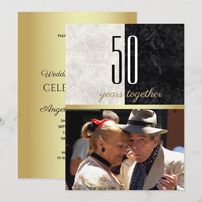 Gold 50. Hochzeitstag Einladung (Vorne/Hinten)