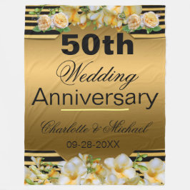 Gold 50. Hochzeitstag Fleecedecke