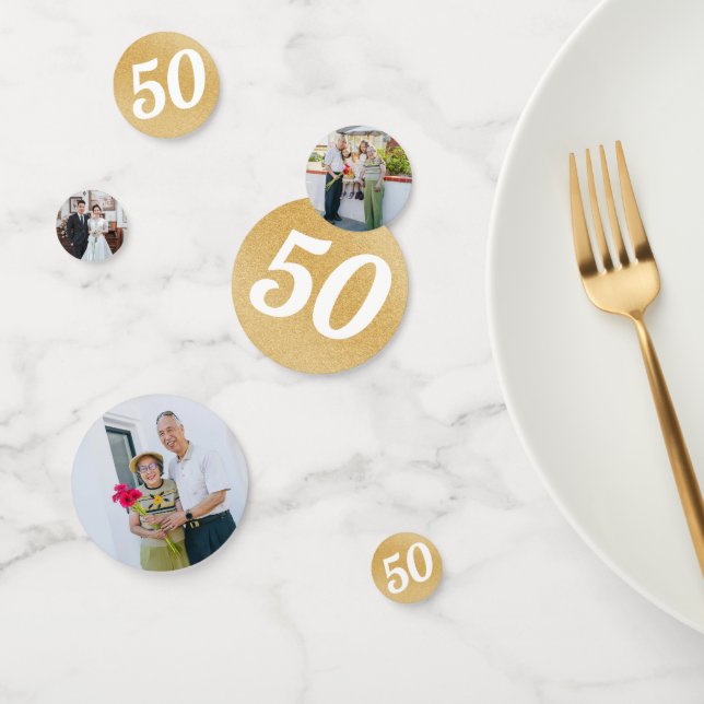 Gold 50. Hochzeitstag Foto Table Confetti Konfetti (Gruppe)